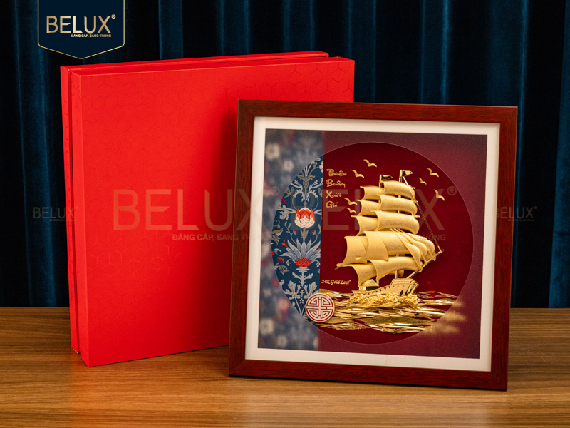 Tranh Thuyền Buồm Mạ Vàng Khổ Vuông 30×30